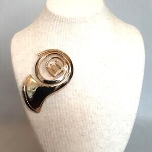 Ultra Craft Brooch Gold Tone French Horn